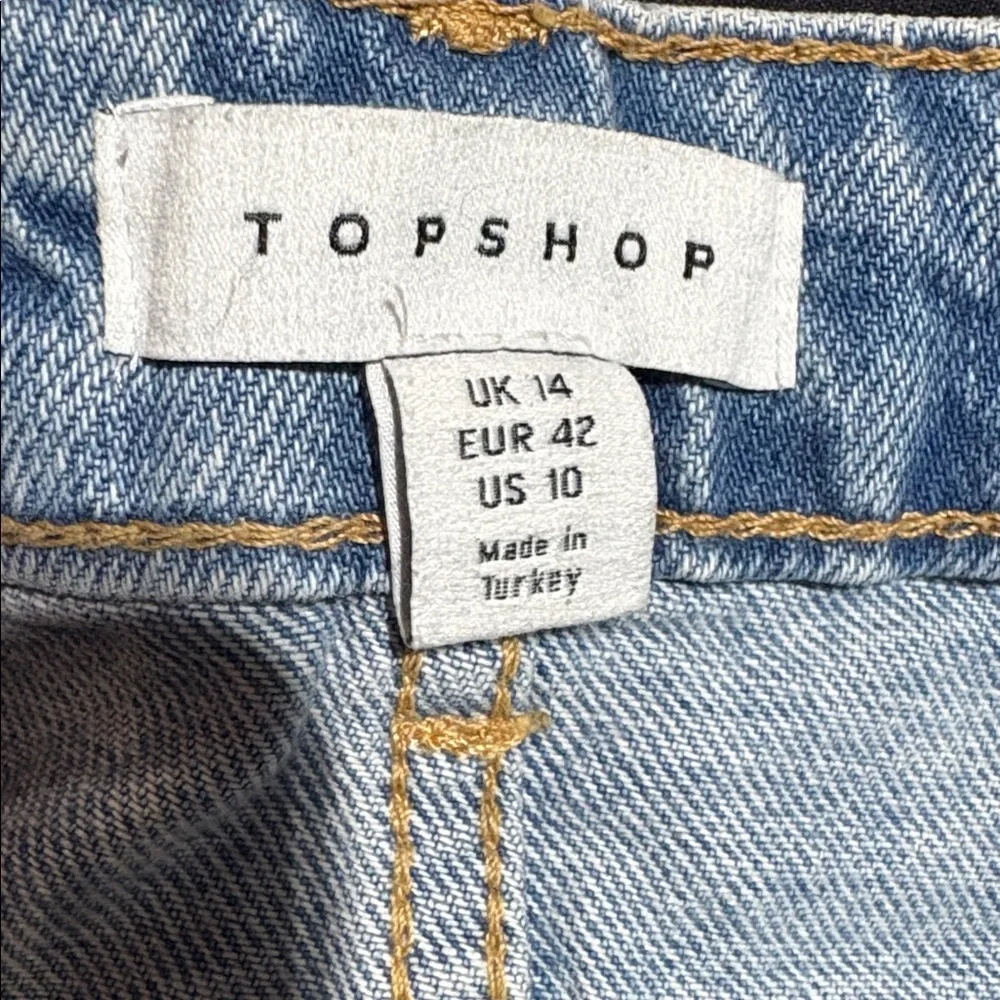 Topshop Blue Denim Cut Off Skirt sz 10